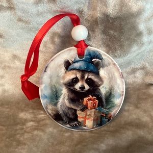 Ceramic Christmas Ornament - Raccoon #2
